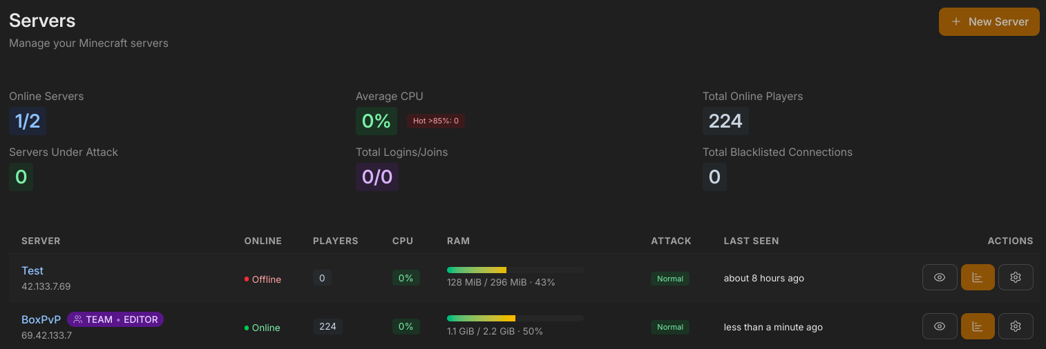 Server Settings Button